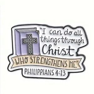 I Can Do All Things Through Christ Pin – Christian Cross Religious Faith Brooch